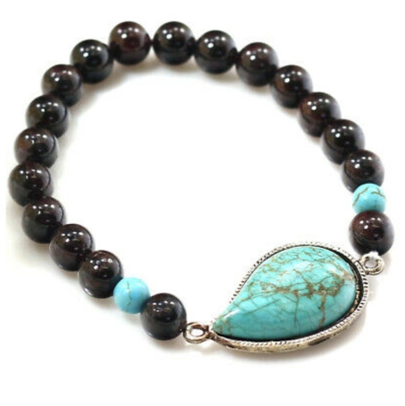 Jewelry - NEW!!! REAL ONYX GEMSTONE AND TURQUOISE BRACELET